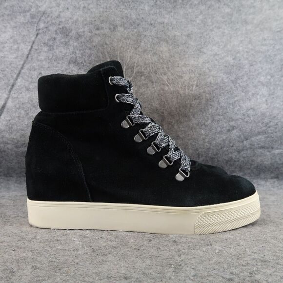 Steve Madden Shoes Womens 10 Sneakers Wedge Fashion Lifestyle Boot Leather Black - Picture 14 of 14